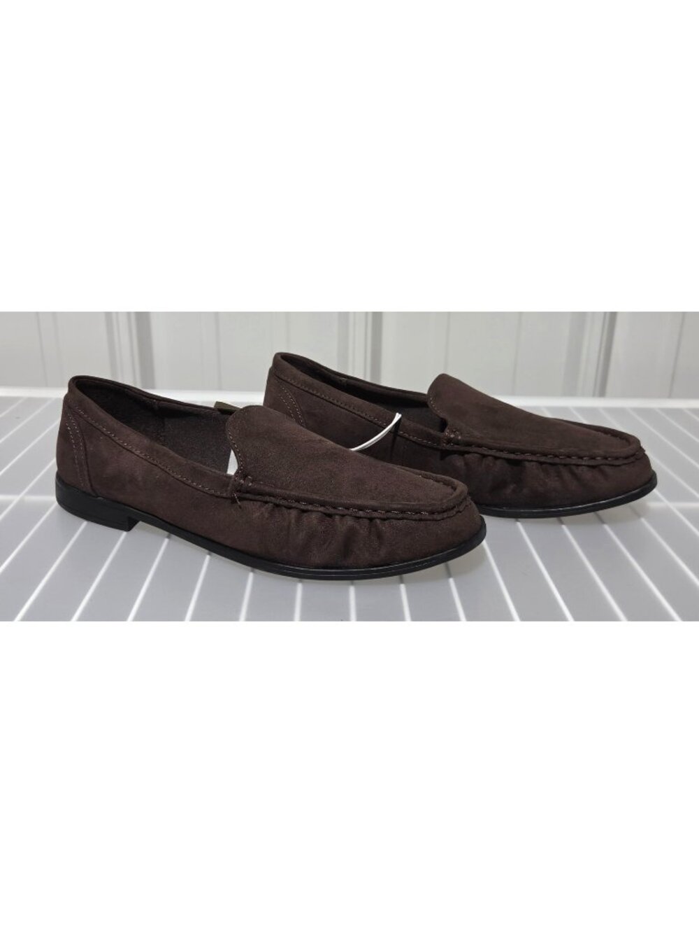 A New Day James Faux Suede Slip On Ruched Trim Brown Loafers -- Women's Size 6.5